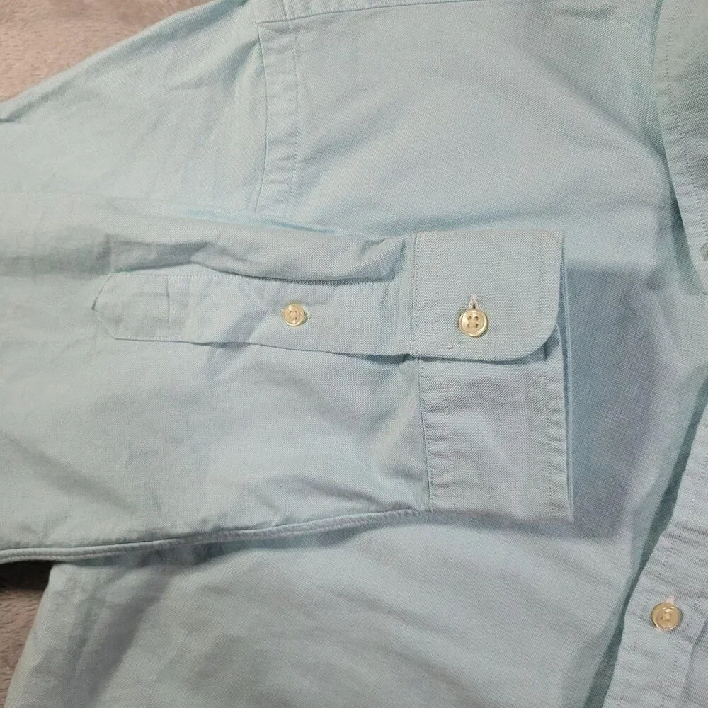 Polo Ralph Lauren Shirt Mens XL Blue Solid Long Sleeve Button Down Slim Fit